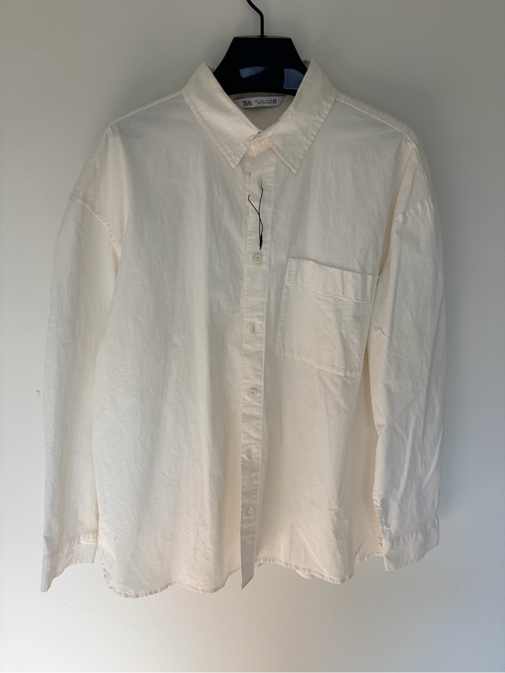 Zara’s Men Cream Button-Down Cotton Shirt